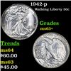 Image 1 : 1942-p Walking Liberty Half Dollar 50c Grades Select+ Unc