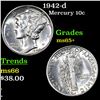 Image 1 : 1942-d Mercury Dime 10c Grades GEM+ Unc