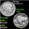 Image 1 : 1914-p Buffalo Nickel 5c Grades vf++