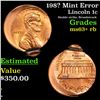 Image 1 : 198? Mint Error Lincoln Cent 1c Grades Select+ Unc RB
