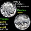 Image 1 : 1937-p Buffalo Nickel 5c Grades Choice+ Unc