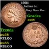 Image 1 : 1901 Indian Cent 1c Grades Choice AU/BU Slider