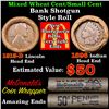 Image 1 : Mixed small cents 1c orig shotgun roll, 1913-d Wheat Cent, 1896 Indian Cent other end