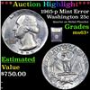 Image 1 : ***Auction Highlight*** 1965-p Mint Error Washington Quarter 25c Graded Select+ Unc By USCG (fc)