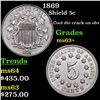 Image 1 : 1869 Shield Nickel 5c Grades Select+ Unc