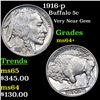 Image 1 : 1916-p Buffalo Nickel 5c Grades Choice+ Unc