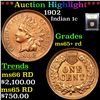 Image 1 : ***Auction Highlight*** 1902 Indian Cent 1c Graded Gem+ Unc RD By USCG (fc)