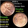 Image 1 : 1919-s Lincoln Cent 1c Grades Select+ Unc BN