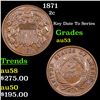 Image 1 : 1871 Two Cent Piece 2c Grades Select AU