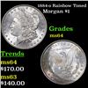 Image 1 : 1884-o Rainbow Toned Morgan Dollar $1 Grades Choice Unc