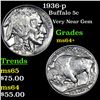 Image 1 : 1936-p Buffalo Nickel 5c Grades Choice+ Unc