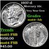 Image 1 : 1937-d Mercury Dime 10c Grades Choice Unc+ FSB