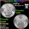 Image 1 : ***Auction Highlight*** 1898-p Morgan Dollar $1 Graded GEM+ Unc By USCG (fc)