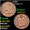 Image 1 : 1901 Indian Cent 1c Grades Select+ Unc BN