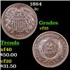 Image 1 : 1864 Two Cent Piece 2c Grades vf++