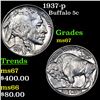 Image 1 : 1937-p Buffalo Nickel 5c Grades GEM++ Unc