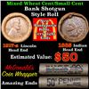 Image 1 : Mixed small cents 1c orig shotgun roll, 1917-s Wheat Cent, 1885 Indian Cent other end