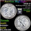 Image 1 : ***Auction Highlight*** 1918-d Walking Liberty Half Dollar 50c Graded Select Unc By USCG (fc)