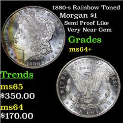 1880-s Rainbow Toned Morgan Dollar $1 Grades Choice+ Unc