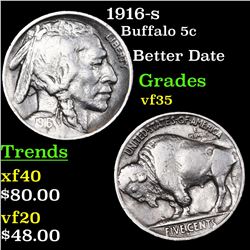 1916-s Buffalo Nickel 5c Grades vf++