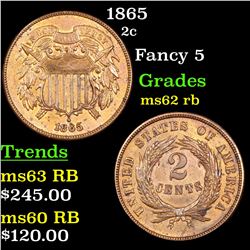 1865 Two Cent Piece 2c Grades Select Unc RB