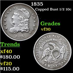 1835 Capped Bust Half Dime 1/2 10c Grades vf++