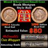 Image 1 : Mixed small cents 1c orig shotgun roll,1925-s Wheat Cent,1898 Indian Cent other end