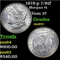 1878-p 7/8tf Morgan Dollar $1 Grades Select+ Unc