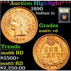 ***Auction Highlight*** 1890 Indian Cent 1c Graded Gem+ Unc RD By USCG (fc)