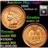 Image 1 : ***Auction Highlight*** 1891 Indian Cent 1c Graded Gem+ Unc RD By USCG (fc)