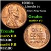 Image 1 : 1930-s Lincoln Cent 1c Grades Choice+ Unc RB