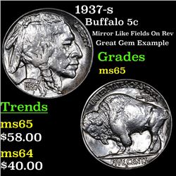1937-s Buffalo Nickel 5c Grades GEM Unc
