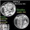 Image 1 : 1934-p Mercury Dime 10c Grades GEM+ FSB