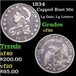 1834 Capped Bust Half Dollar 50c Grades vf++