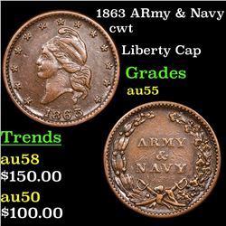 1863 ARmy & Navy Civil War Token 1c Grades Choice AU