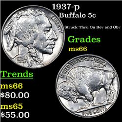 1937-p Buffalo Nickel 5c Grades GEM+ Unc
