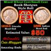 Image 1 : Mixed small cents 1c orig shotgun roll, 1918-d Wheat Cent, 1899 Indian Cent other end