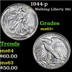 1944-p Walking Liberty Half Dollar 50c Grades Select+ Unc