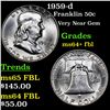 Image 1 : 1959-d Franklin Half Dollar 50c Grades Choice Unc+ FBL