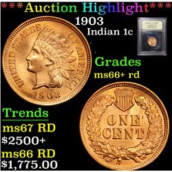 ***Auction Highlight*** 1903 Indian Cent 1c Graded GEM++ RD By USCG (fc)