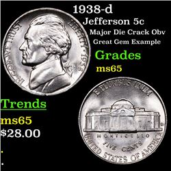 1938-d Jefferson Nickel 5c Grades GEM Unc