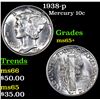 Image 1 : 1938-p Mercury Dime 10c Grades GEM+ Unc