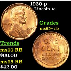 1930-p Lincoln Cent 1c Grades Gem+ Unc RB