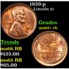 Image 1 : 1929-p Lincoln Cent 1c Grades Gem+ Unc RB