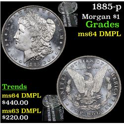 1885-p Morgan Dollar $1 Grades Choice Unc DMPL