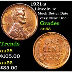 1921-s Lincoln Cent 1c Grades Choice AU/BU Slider