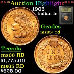 ***Auction Highlight*** 1903 Indian Cent 1c Graded Gem+ Unc RD by USCG (fc)