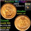 Image 1 : ***Auction Highlight*** 1903 Indian Cent 1c Graded Gem+ Unc RD by USCG (fc)