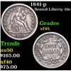 Image 1 : 1841-p Seated Liberty Dime 10c Grades xf+