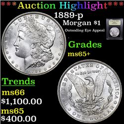 ***Auction Highlight*** 1889-p Morgan Dollar $1 Graded GEM+ Unc By USCG (fc)